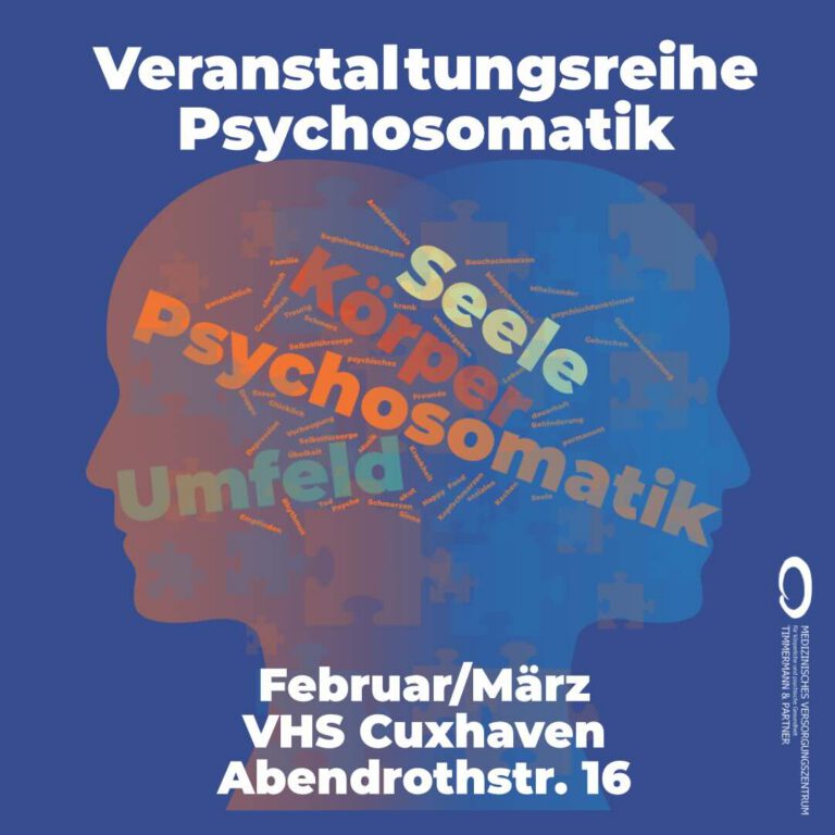 Plakat der Veranstaltungsreihe Psychosomatik in Kooperation mit der VHS Cuxhaven